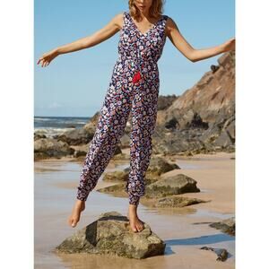 Boden Tie Waist Cecilia Jumpsuit Romper One Piece US 8R Tassel Floral Sleeveless